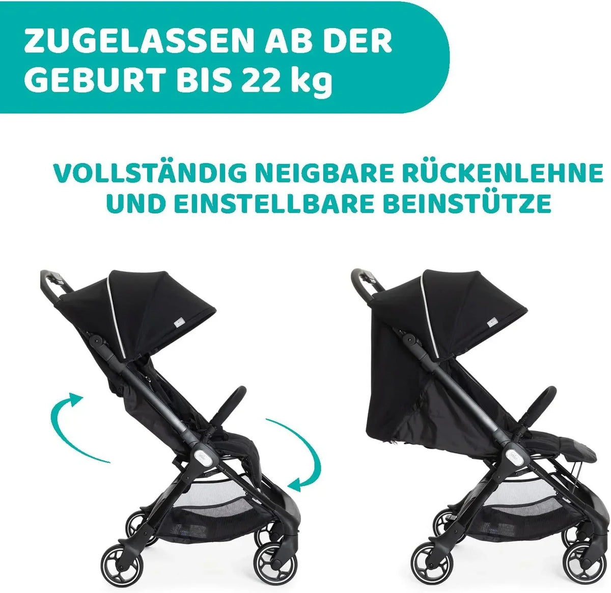 Chicco We Passeggino, pieghevole, ultraleggero, dalla nascita fino a 22 kg, passeggino da viaggio, ultracompatto, reclinabile, chiusura a una mano