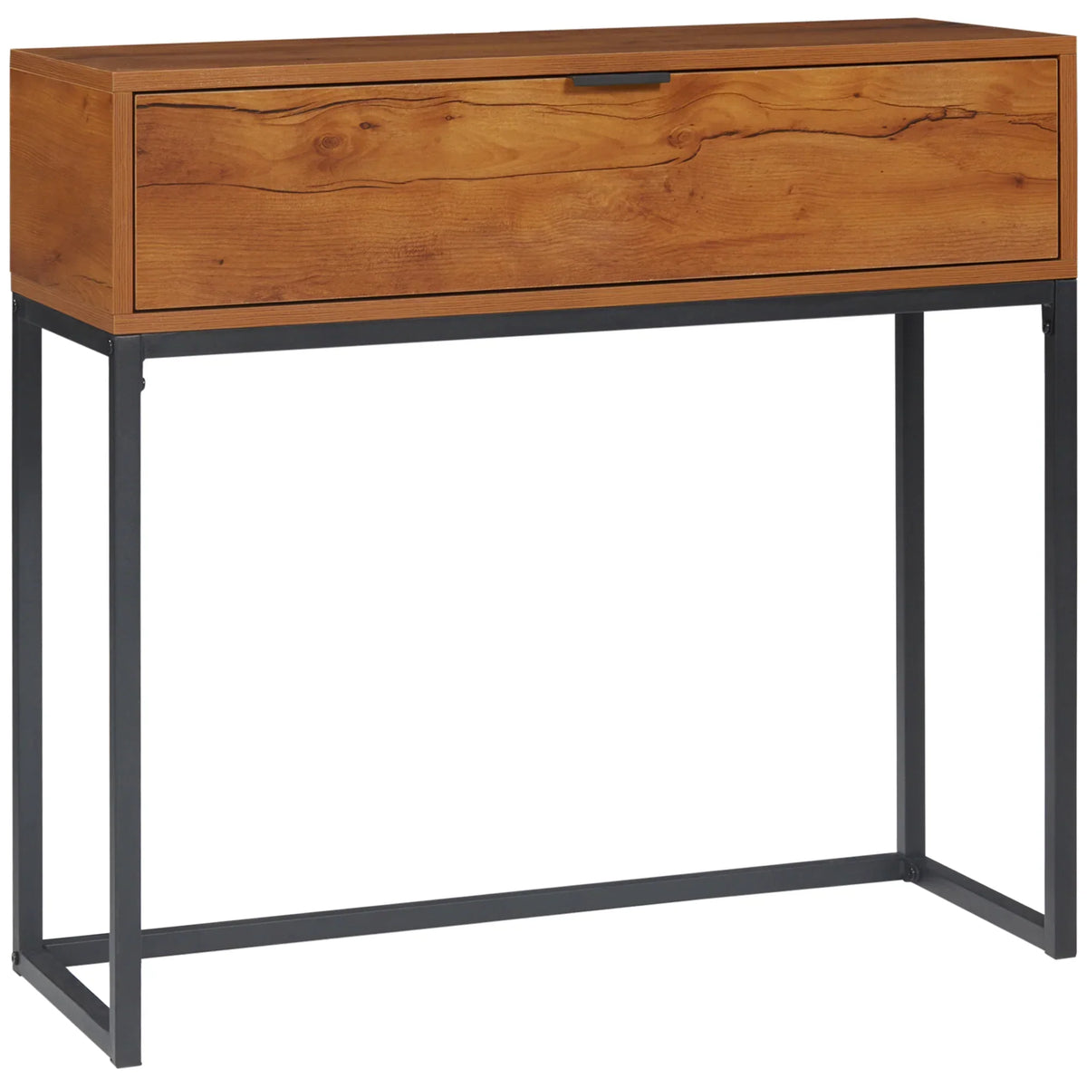 HOMCOM Consolle con Contenitore, Tavolino da Divano con Design Industriale, Tavolino Laterale per Corridoio, Soggiorno, Ingresso, Acciaio, Marrone, 80 x 30 x 76 cm
