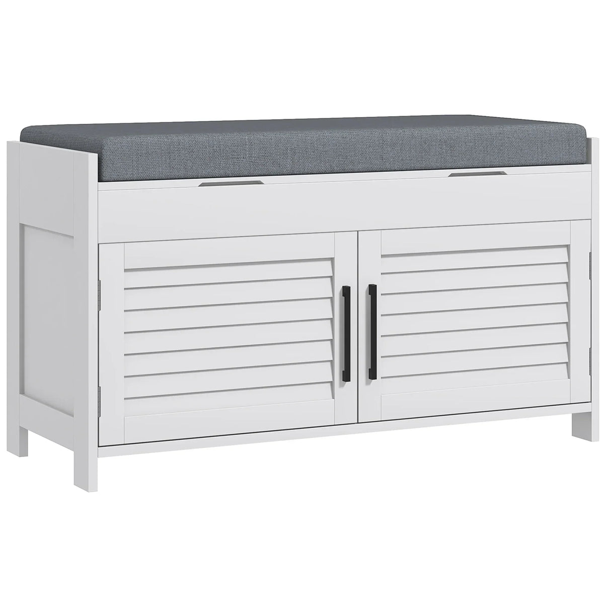 Panca scarpiera HOMCOM con ripiano interno regolabile a 3 altezze, panca scarpiera sottile in MDF con rivestimento in lino, 90x36x50 cm, bianco e grigio