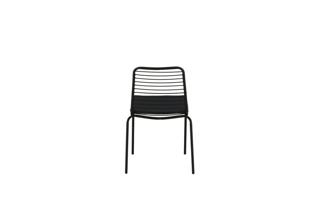 Set da 2 - Sedia da giardino Navi - sedia nera in acciaio con cuscino di seduta incluso