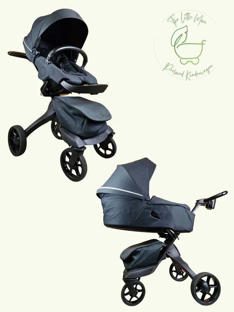 Stokke - Passeggino combinato Xplory (seduta sportiva e navicella) con accessori - Nero, in ottime condizioni