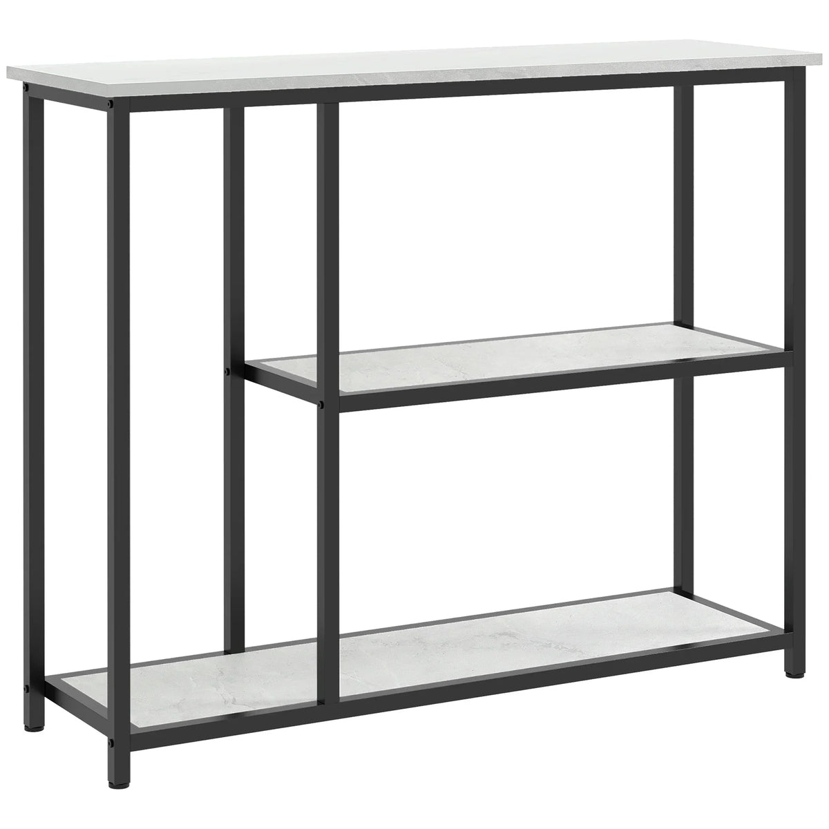 HOMCOM Consolle, Tavolo da Ingresso con 3 Ripiani, 100 x 30 x 80 cm, Tavolino, Piccolo Tavolo Espositivo per Spazi Stretti, Corridoio, Ingresso, Soggiorno, Camera da Letto, Bianco