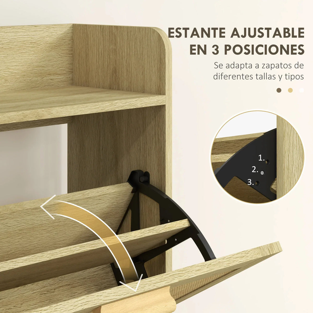 HOMCOM Scarpiera per Ingresso in Stile Bohemien - Scarpiera per 18 Paia di Scarpe con 2 Cassetti a Ribalta e 1 Scaffale Aperto - Scarpiera Sottile per Corridoio 80x24,5x110 cm Quercia