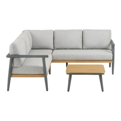 Set Salotto da Giardino Velmora – con struttura in alluminio e dettagli effetto legno