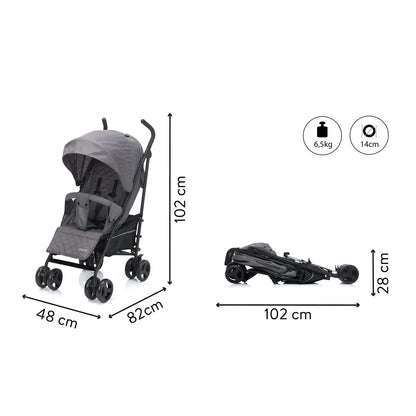 B-Ware Passeggino Little One Buggy Passeggino sportivo Tommi Grigio Funzione reclinabile Vano portaoggetti Imbracatura