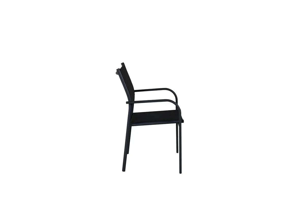 Set di 2 - Sedia da giardino Ronda in textilene e struttura in alluminio nero