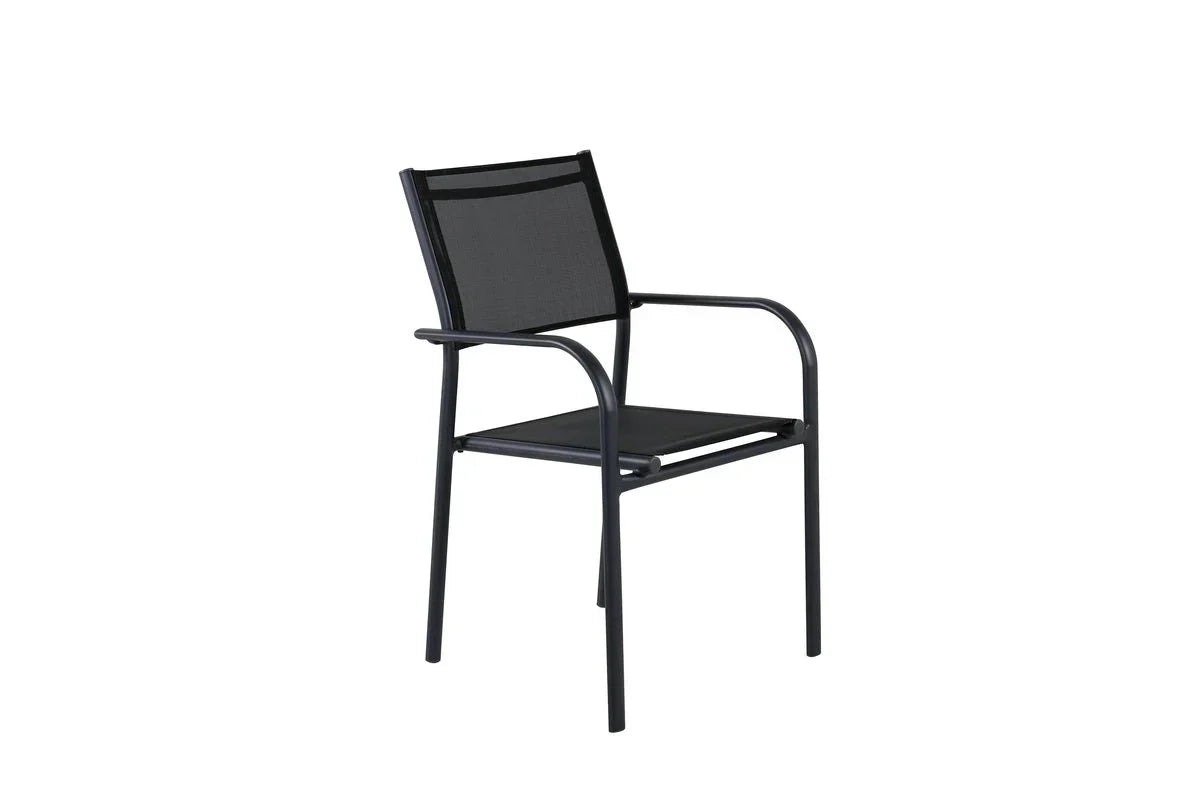Set di 2 - Sedia da giardino Ronda in textilene e struttura in alluminio nero
