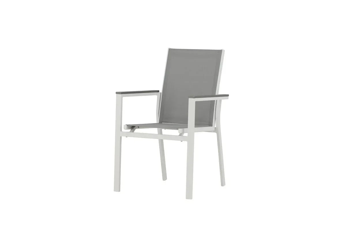 2er Set Gartenstuhl Ina - ein weiß-grauer Stuhl aus Aluminium und Textilene
