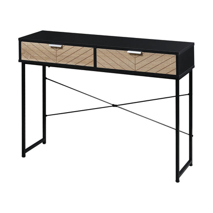 HOMCOM Consolle Stretta da Ingresso con 2 Cassetti, Linee Intagliate, Design Moderno per Corridoio, Ingresso, Soggiorno e Camera da Letto, 100x30x75 cm, Nero e Rovere