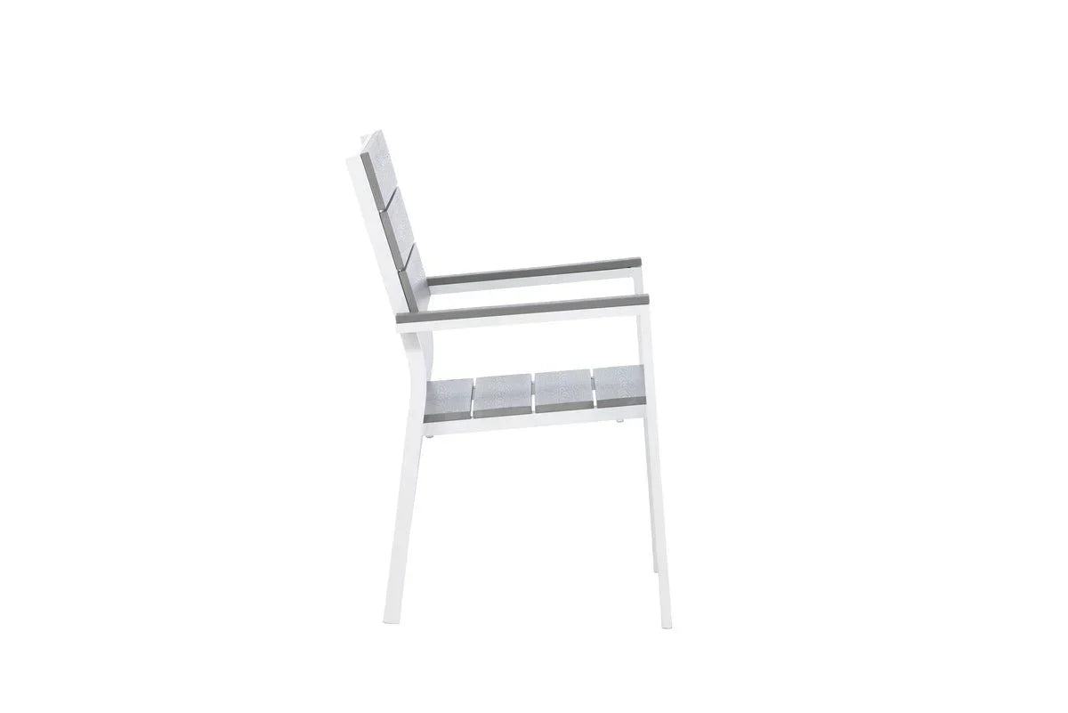 Set da 2 - Sedia da giardino Vita in bianco/grigio in alluminio e seduta in Aintwood