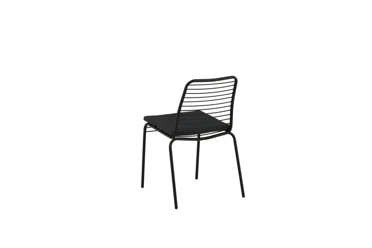 Set da 2 - Sedia da giardino Navi - sedia nera in acciaio con cuscino di seduta incluso