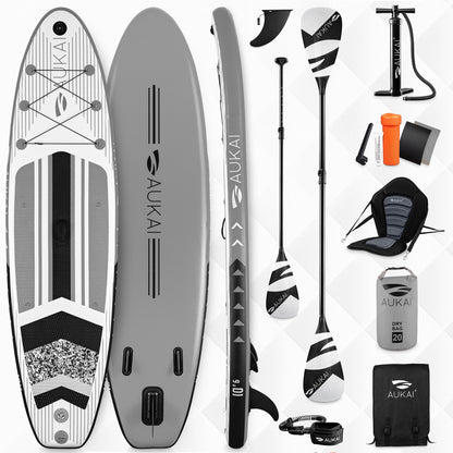 Stand Up Paddle Board "AUKAI Pro" con sedile per kayak grigio