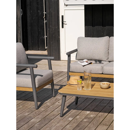 Set lounge da giardino Alviora – con telaio in alluminio e dettagli effetto legno