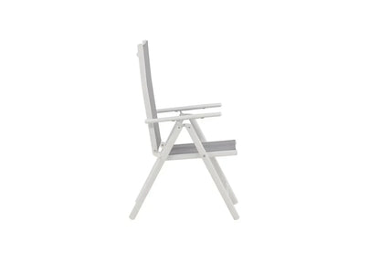 2er Set Gartenstuhl Awa - weißes Gestell aus Aluminium, Sitzfläche aus Textilene, verstellbare Rückenlehne
