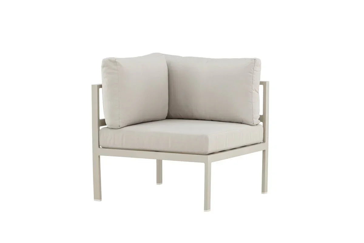 Modulo angolare panca da giardino Nero - In alluminio nero, marrone e beige
