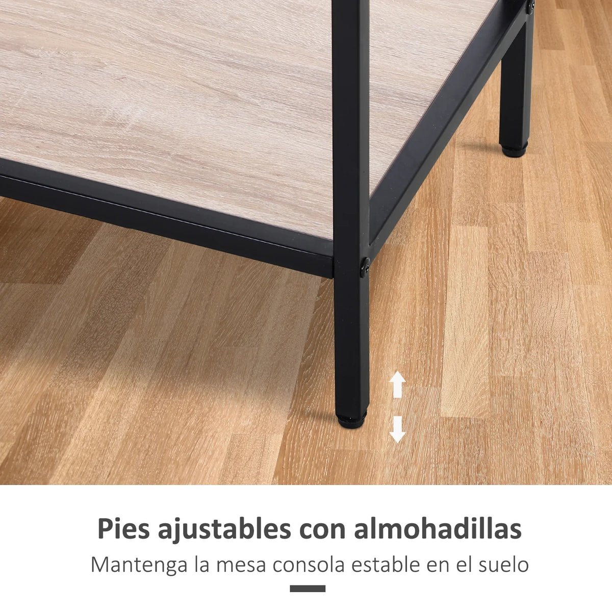HOMCOM Tavolino Console Stile Industriale con Cassetti e Struttura in Acciaio per Ingresso 120x30x81,5 cm Rovere