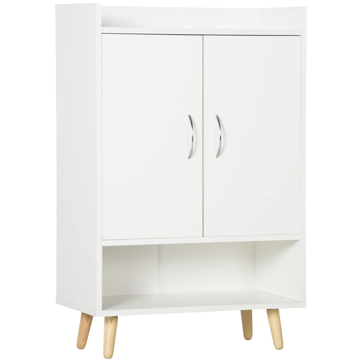 HOMCOM Scarpiera moderna con 2 ante e 4 ripiani per 12 paia di scarpe, ideale per ingresso, soggiorno, camera da letto 60x30x92 cm Bianco