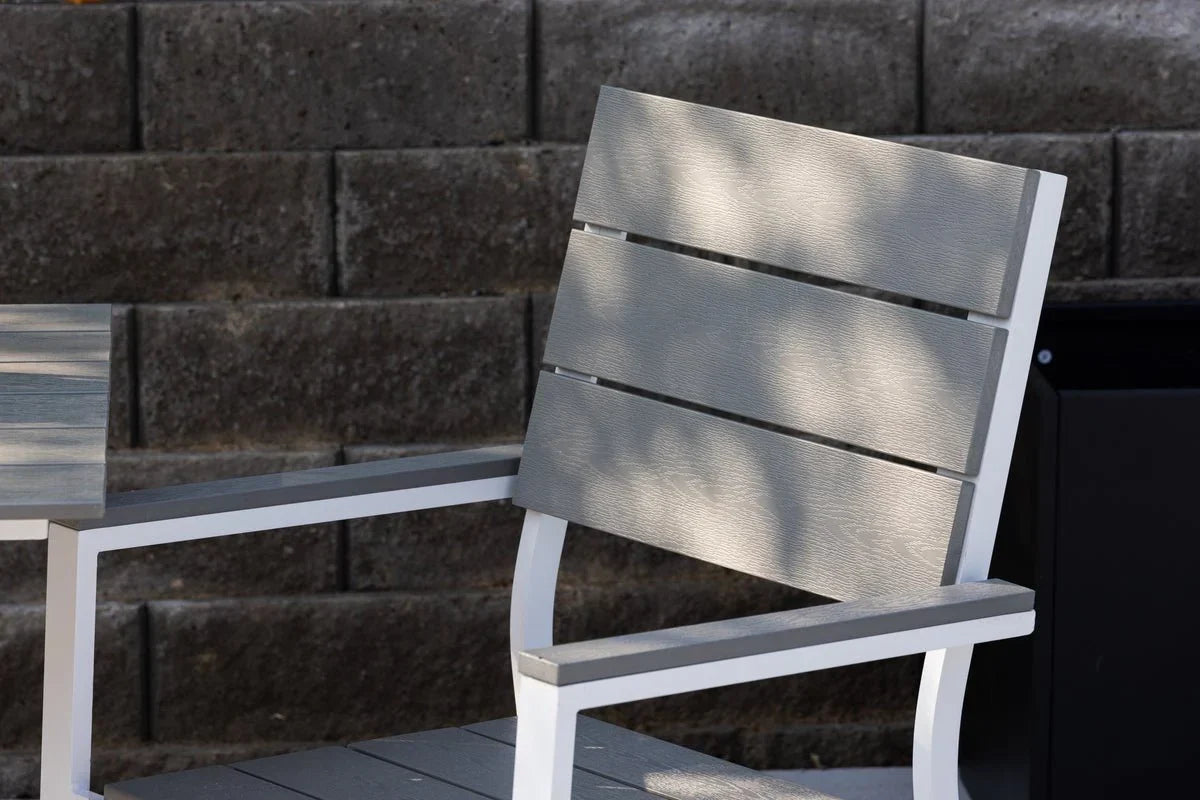 Set da 2 - Sedia da giardino Vita in bianco/grigio in alluminio e seduta in Aintwood