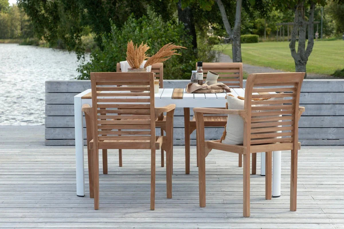 2er Set Gartenstuhl Tansania - aus massivem, poliertem Teakholz