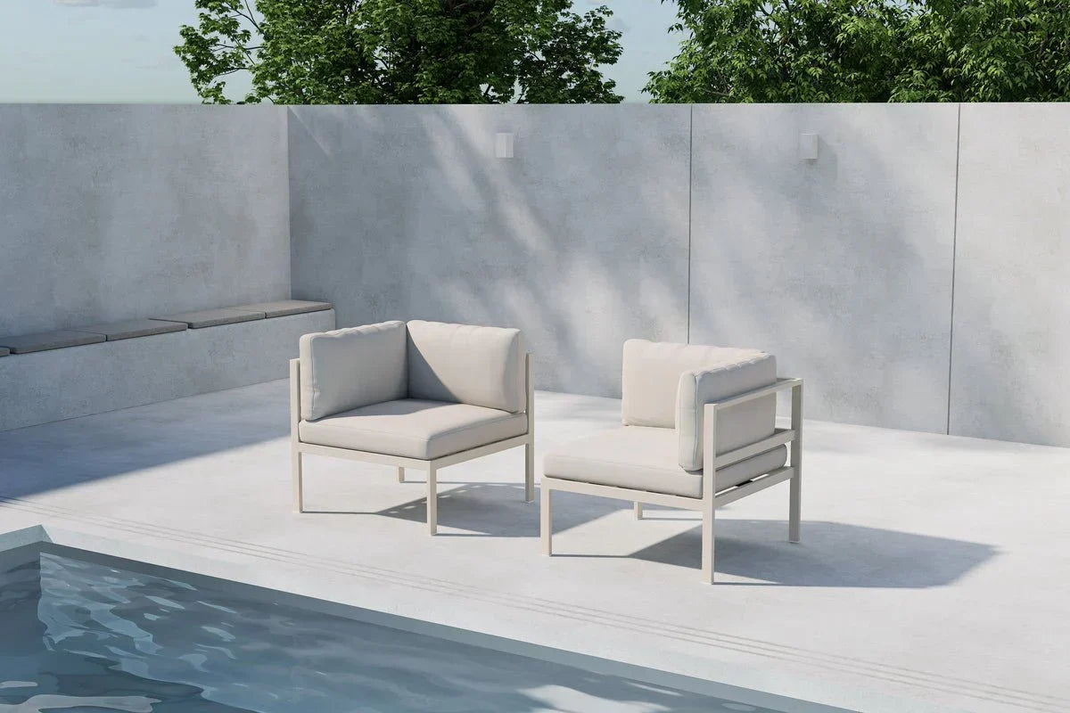 Modulo angolare panca da giardino Nero - In alluminio nero, marrone e beige