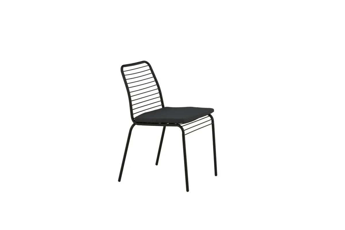 Set da 2 - Sedia da giardino Navi - sedia nera in acciaio con cuscino di seduta incluso