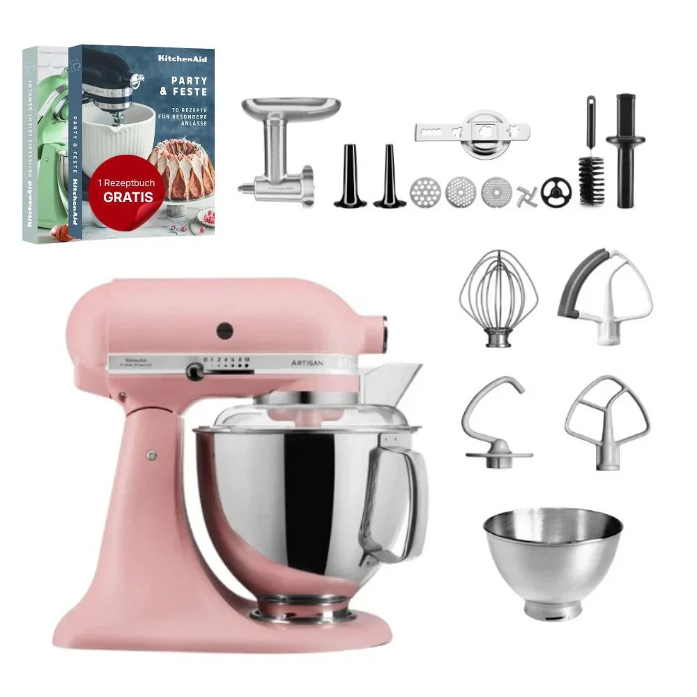 KitchenAid 4,8 L 5KSM175 Robot da cucina Artisan Meatlover con tritacarne interamente in metallo e accessorio per biscotti spritz