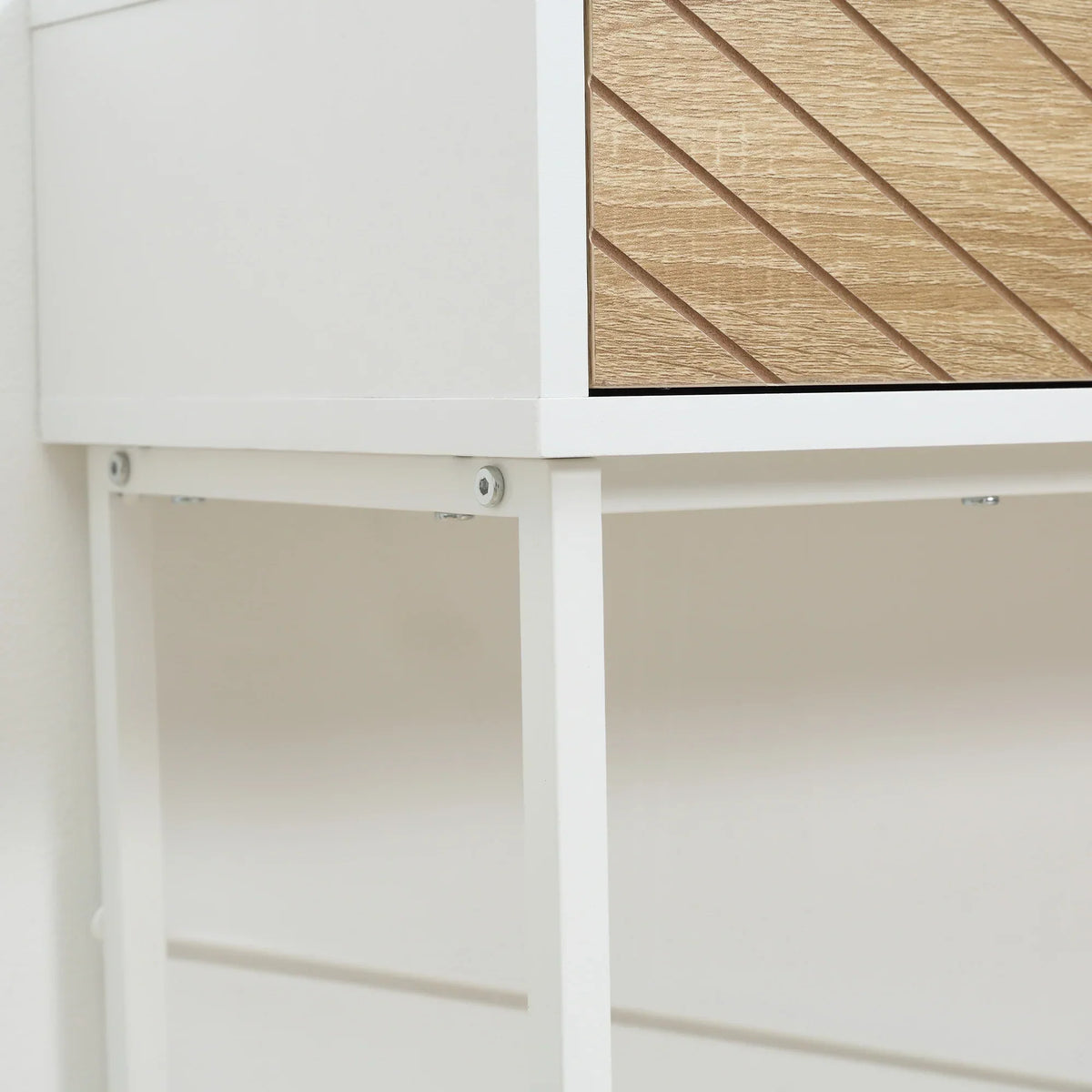 HOMCOM Consolle Stretta per Ingresso con 2 Cassetti, Design Moderno con Linee a Rilievo per Corridoio, Salotto e Camera da Letto 100x30x75 cm Bianco e Rovere