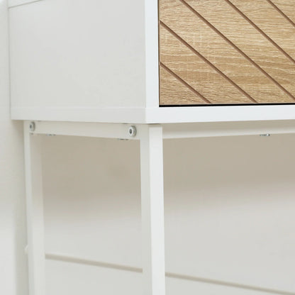 HOMCOM Consolle Stretta per Ingresso con 2 Cassetti, Design Moderno con Linee a Rilievo per Corridoio, Salotto e Camera da Letto 100x30x75 cm Bianco e Rovere