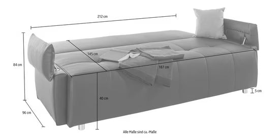 Divano letto Funtastic, L: 212 cm, Superficie letto 145x187 cm