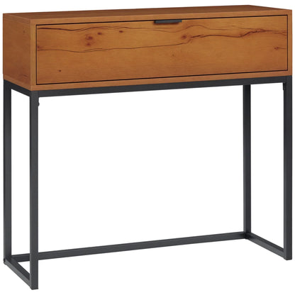 HOMCOM Consolle con Contenitore, Tavolino da Divano con Design Industriale, Tavolino Laterale per Corridoio, Soggiorno, Ingresso, Acciaio, Marrone, 80 x 30 x 76 cm