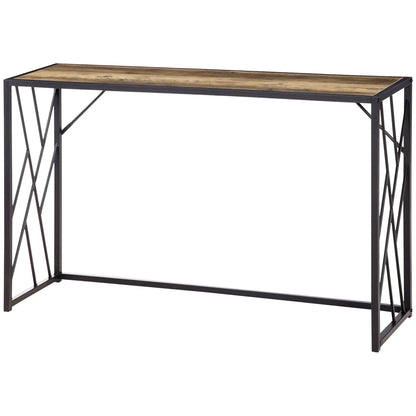 HOMCOM Konsolentisch, Seitentisch mit Stahlbeinen, 120 x 35 x 75 cm, Industriedesign Flurtisch, Beistelltisch für kleine Räume, Eingangsbereich, Flur, Wohnzimmer, Schlafzimmer, Braun