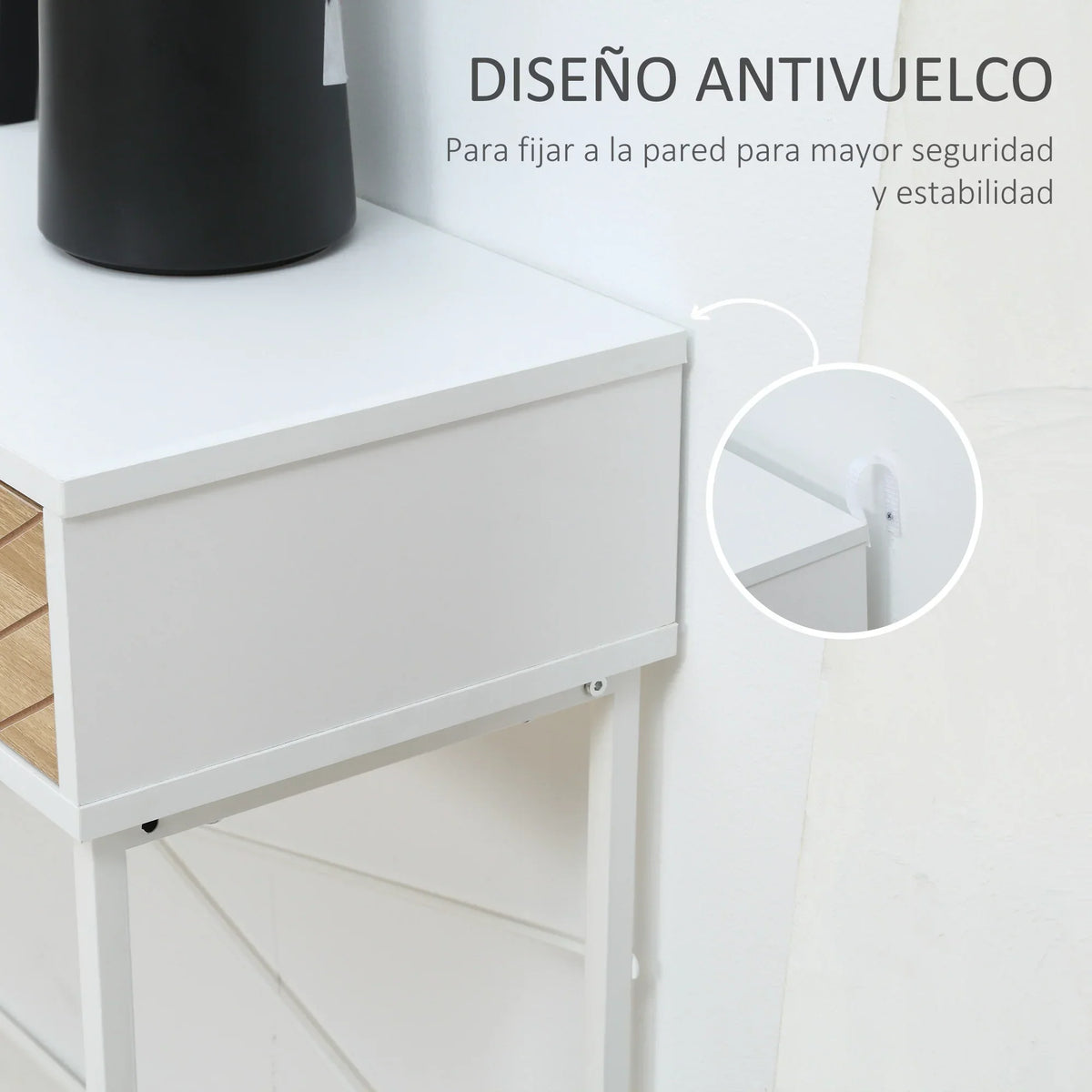 HOMCOM Consolle Stretta per Ingresso con 2 Cassetti, Design Moderno con Linee a Rilievo per Corridoio, Salotto e Camera da Letto 100x30x75 cm Bianco e Rovere
