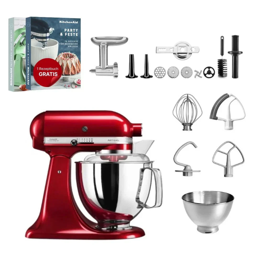 KitchenAid 4,8 L 5KSM175 Robot da cucina Artisan Meatlover con tritacarne interamente in metallo e accessorio per biscotti spritz