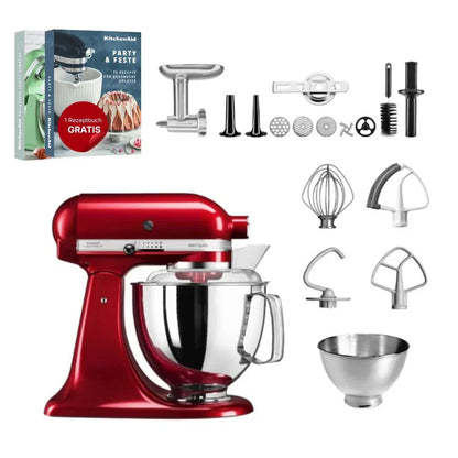 KitchenAid 4,8 L 5KSM175 Robot da cucina Artisan Meatlover con tritacarne interamente in metallo e accessorio per biscotti spritz