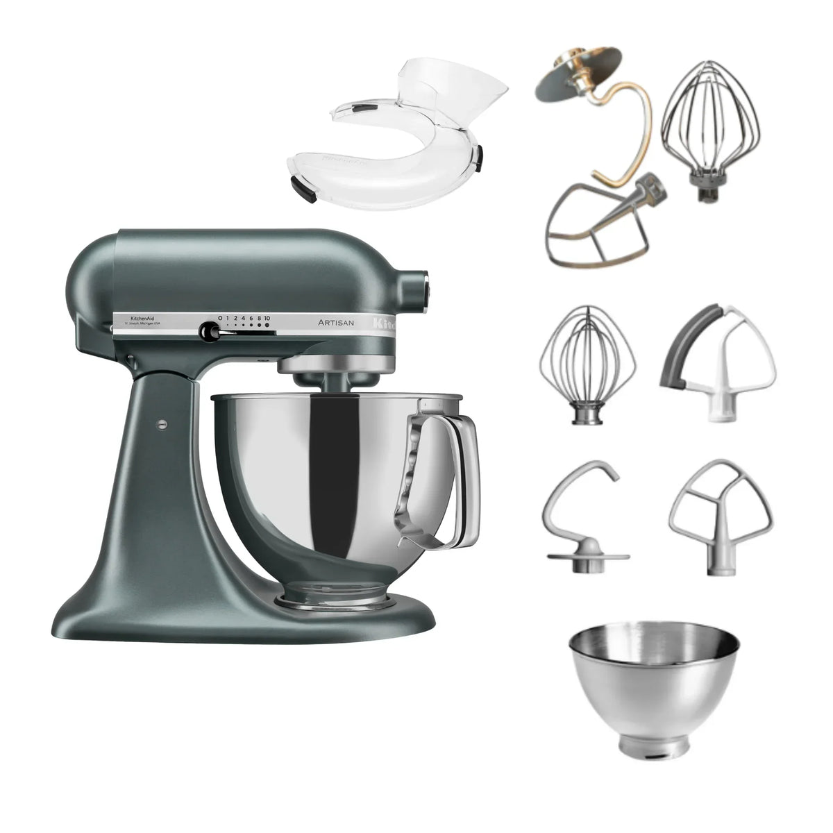KitchenAid 4,8 L 5KSM175 Artisan Robot da cucina con fruste a filo e a gancio