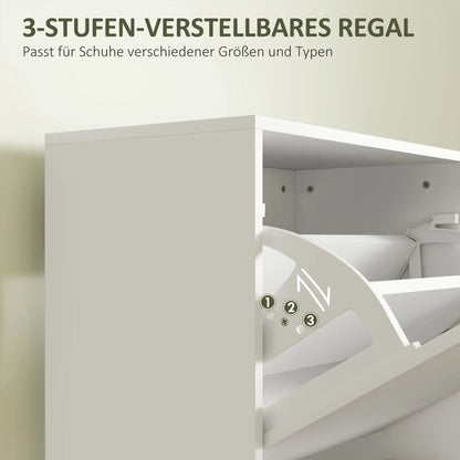 HOMCOM Scarpiera con 3 Ante a Ribalta, Scarpiera da Ingresso con Scomparto Regolabile, Scarpiera Slim per 12 Paia di Scarpe 47 x 26 x 120 cm, Bianco