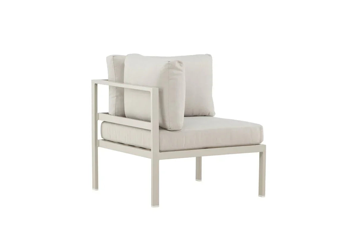 Modulo angolare panca da giardino Nero - In alluminio nero, marrone e beige