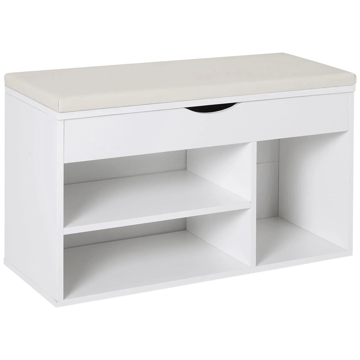 HOMCOM Scarpiera con seduta - Scarpiera moderna per ingresso con cassetto, ripiani aperti e 1 cuscino per corridoio 80x30x47cm