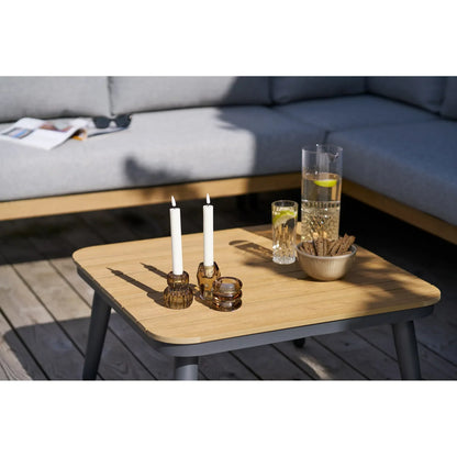 Set Salotto da Giardino Velmora – con struttura in alluminio e dettagli effetto legno
