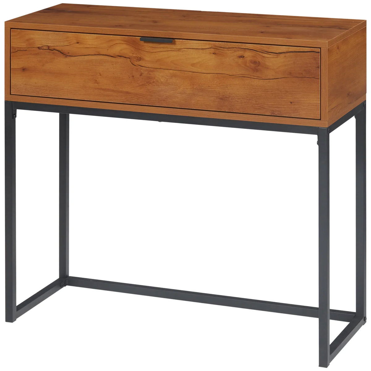 HOMCOM Consolle con Contenitore, Tavolino da Divano con Design Industriale, Tavolino Laterale per Corridoio, Soggiorno, Ingresso, Acciaio, Marrone, 80 x 30 x 76 cm