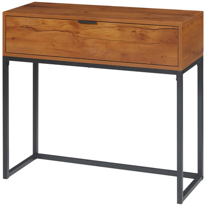 HOMCOM Consolle con Contenitore, Tavolino da Divano con Design Industriale, Tavolino Laterale per Corridoio, Soggiorno, Ingresso, Acciaio, Marrone, 80 x 30 x 76 cm