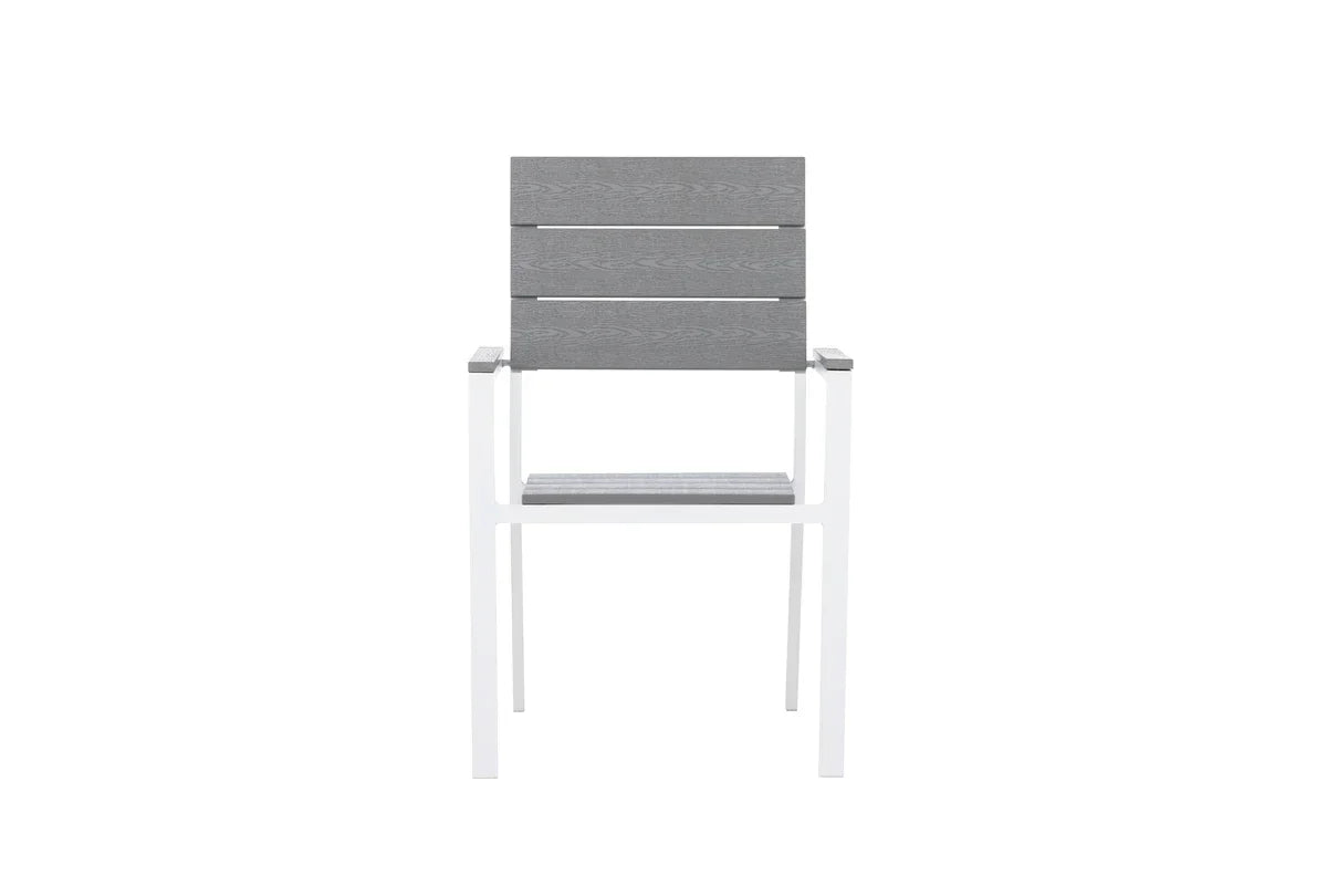 Set da 2 - Sedia da giardino Vita in bianco/grigio in alluminio e seduta in Aintwood