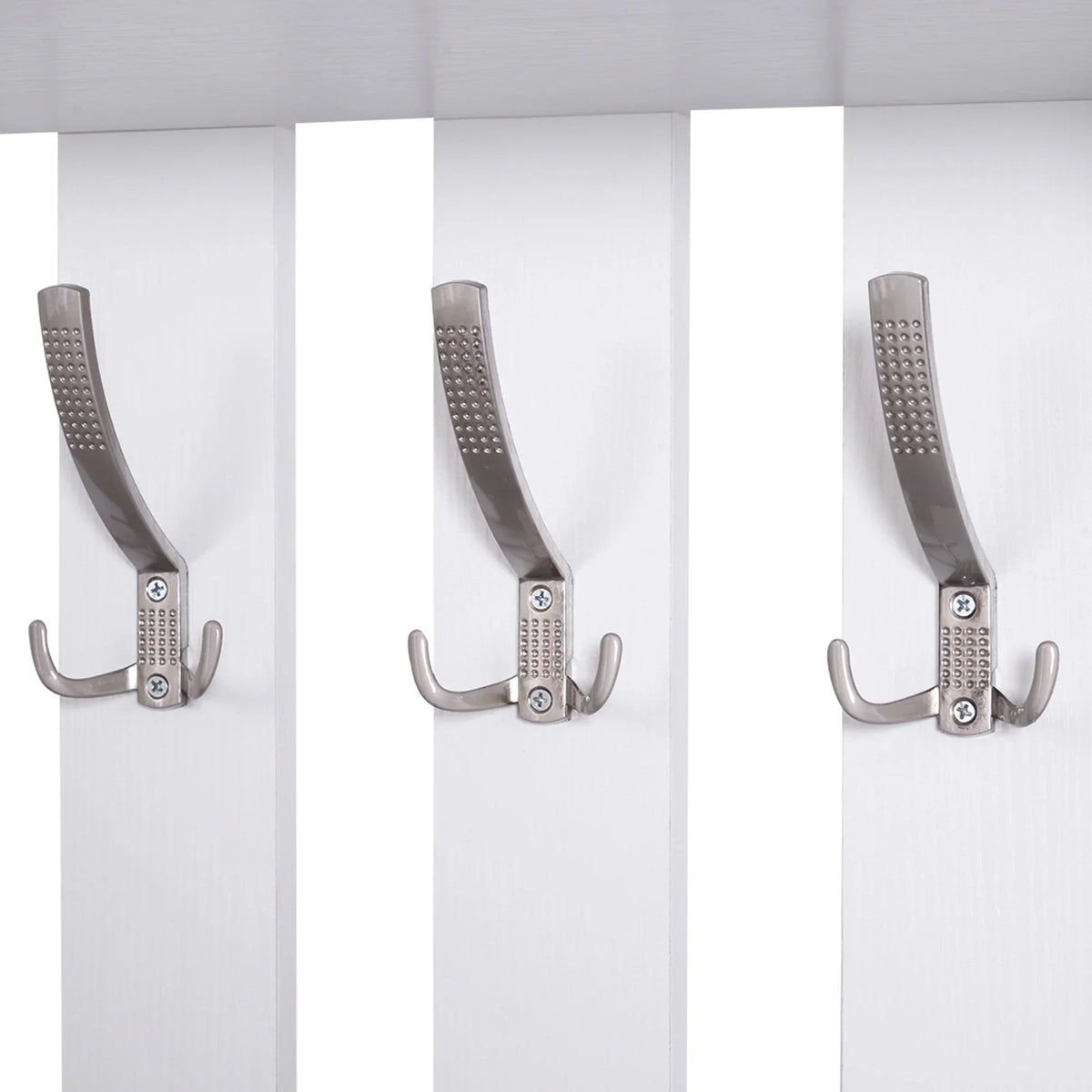 HOMCOM Eingangsset mit Spiegel, Garderobe und Schuhschrank – Eingangsbereich Möbel mit 3 Haken, Regal und 2 Schubladen für Diele in Weiß