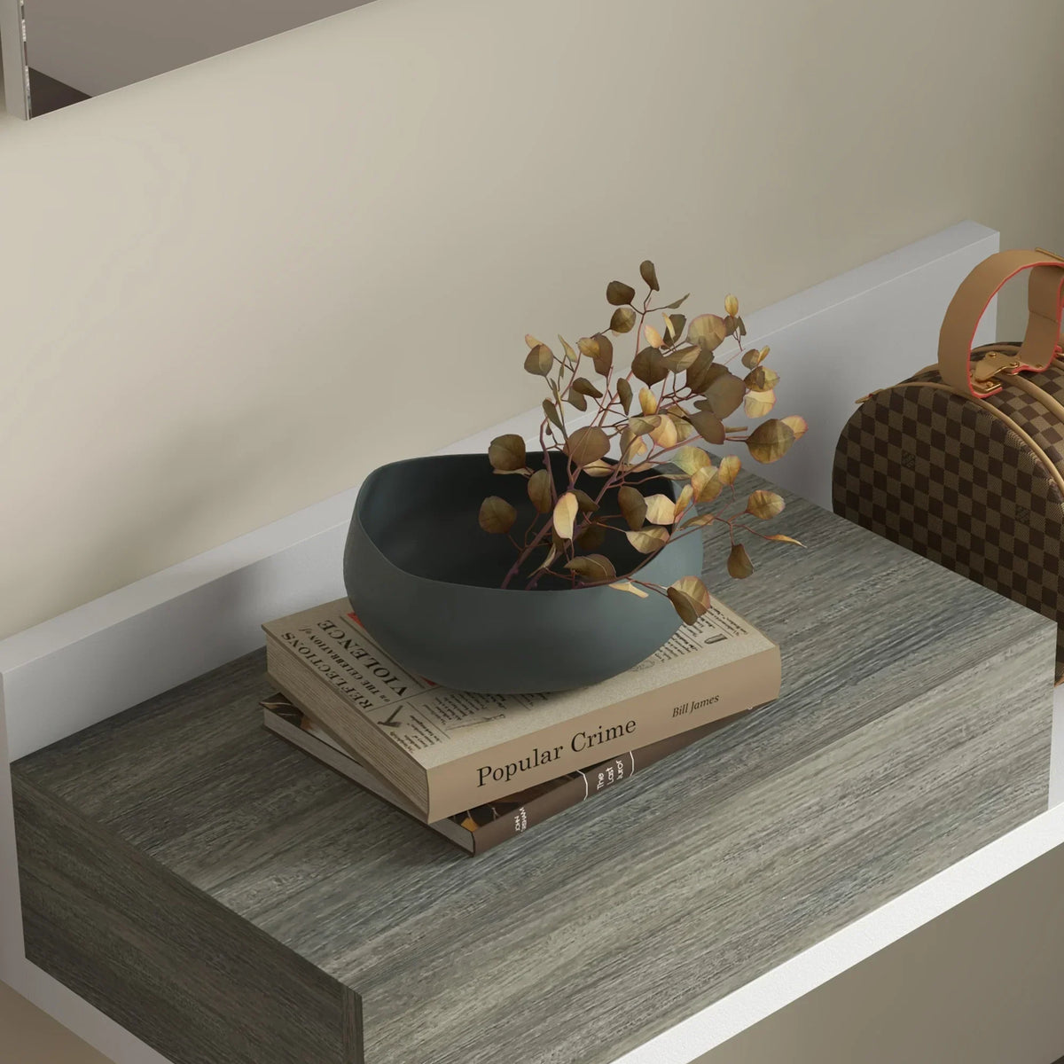 HOMCOM Set da ingresso con specchio e cassetto, montaggio a parete, stile moderno 75x3,5x75 cm e 75x30,5x20 cm Grigio e Bianco