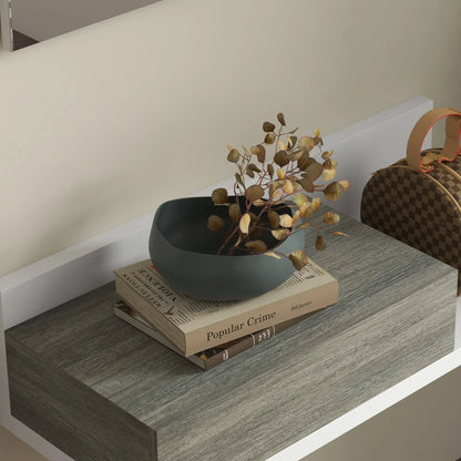 HOMCOM Set da ingresso con specchio e cassetto, montaggio a parete, stile moderno 75x3,5x75 cm e 75x30,5x20 cm Grigio e Bianco
