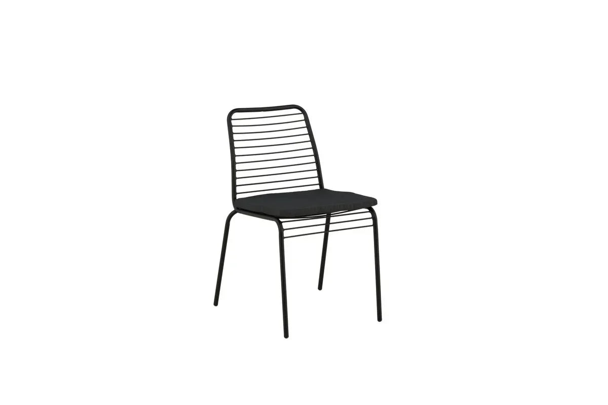 Set da 2 - Sedia da giardino Navi - sedia nera in acciaio con cuscino di seduta incluso