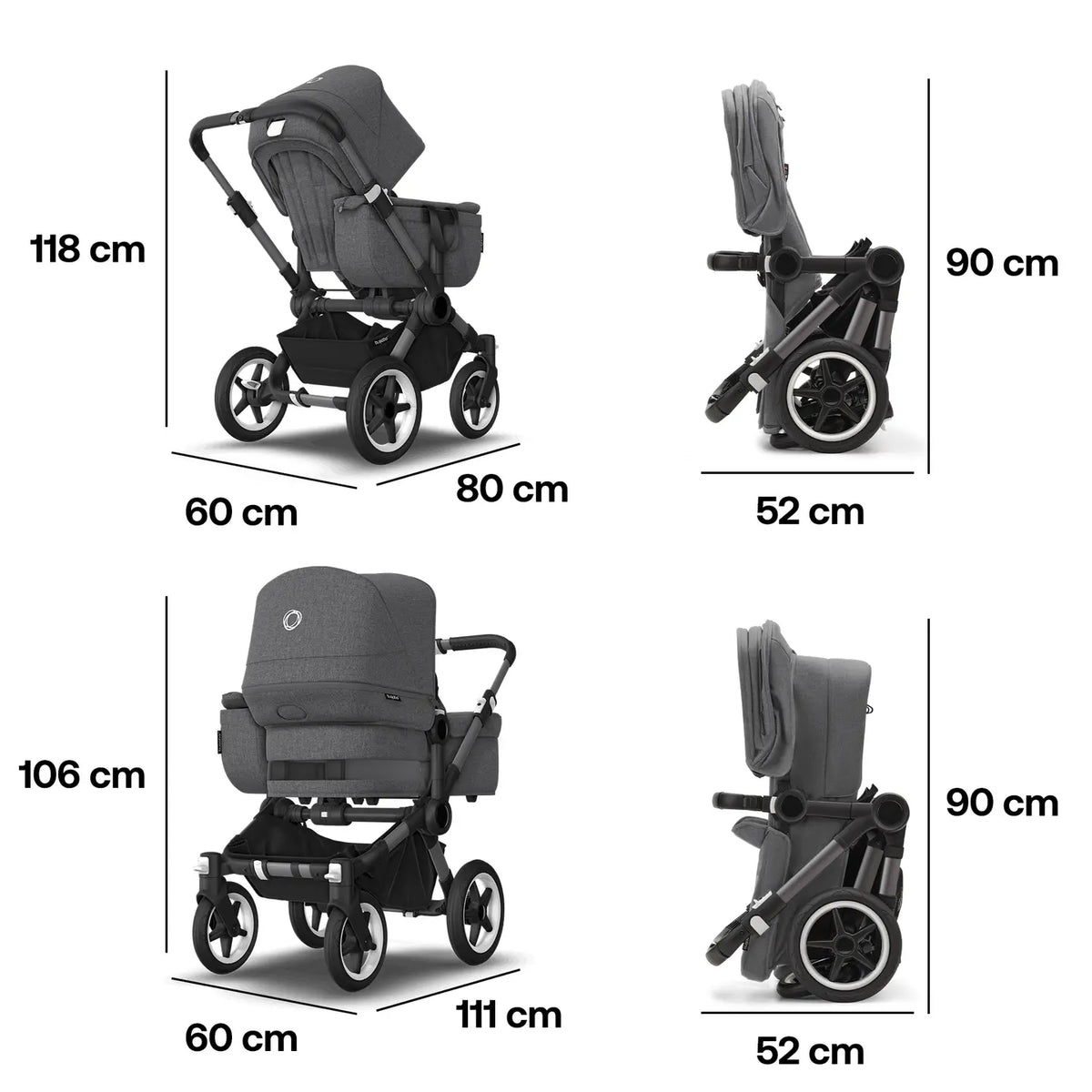 Passeggino per bambini Bugaboo Donkey 5 grigio melange mono "B-Ware" estensibile