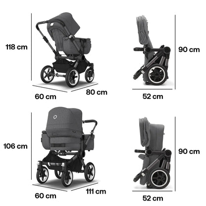 Passeggino per bambini Bugaboo Donkey 5 grigio melange mono "B-Ware" estensibile
