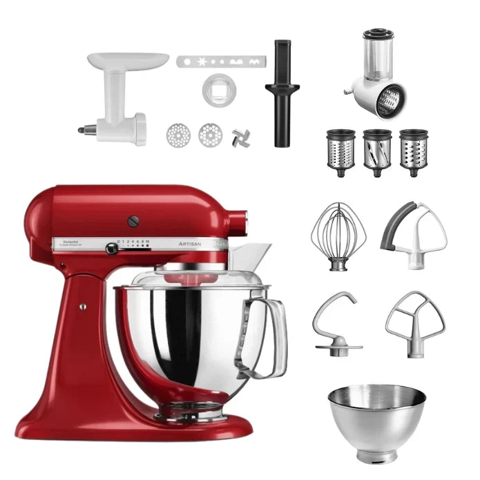KitchenAid 4,8 L 5KSM175 Robot da cucina Artisan Set completo con tagliaverdure+tritacarne+accessorio per biscotti spritz