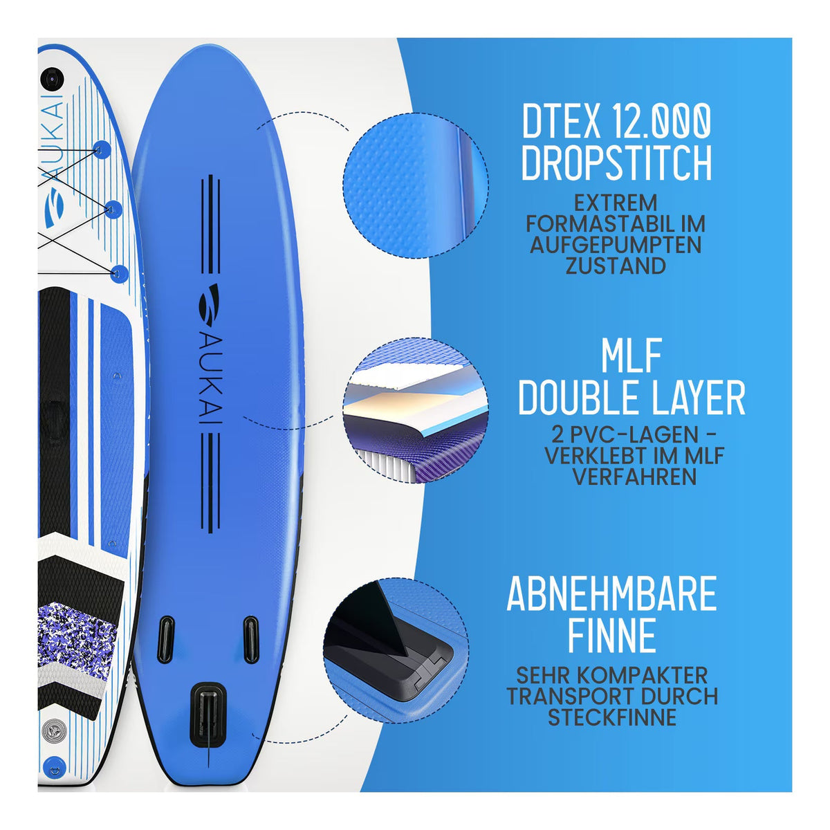Stand Up Paddle Board "AUKAI Pro" con sedile per kayak grigio